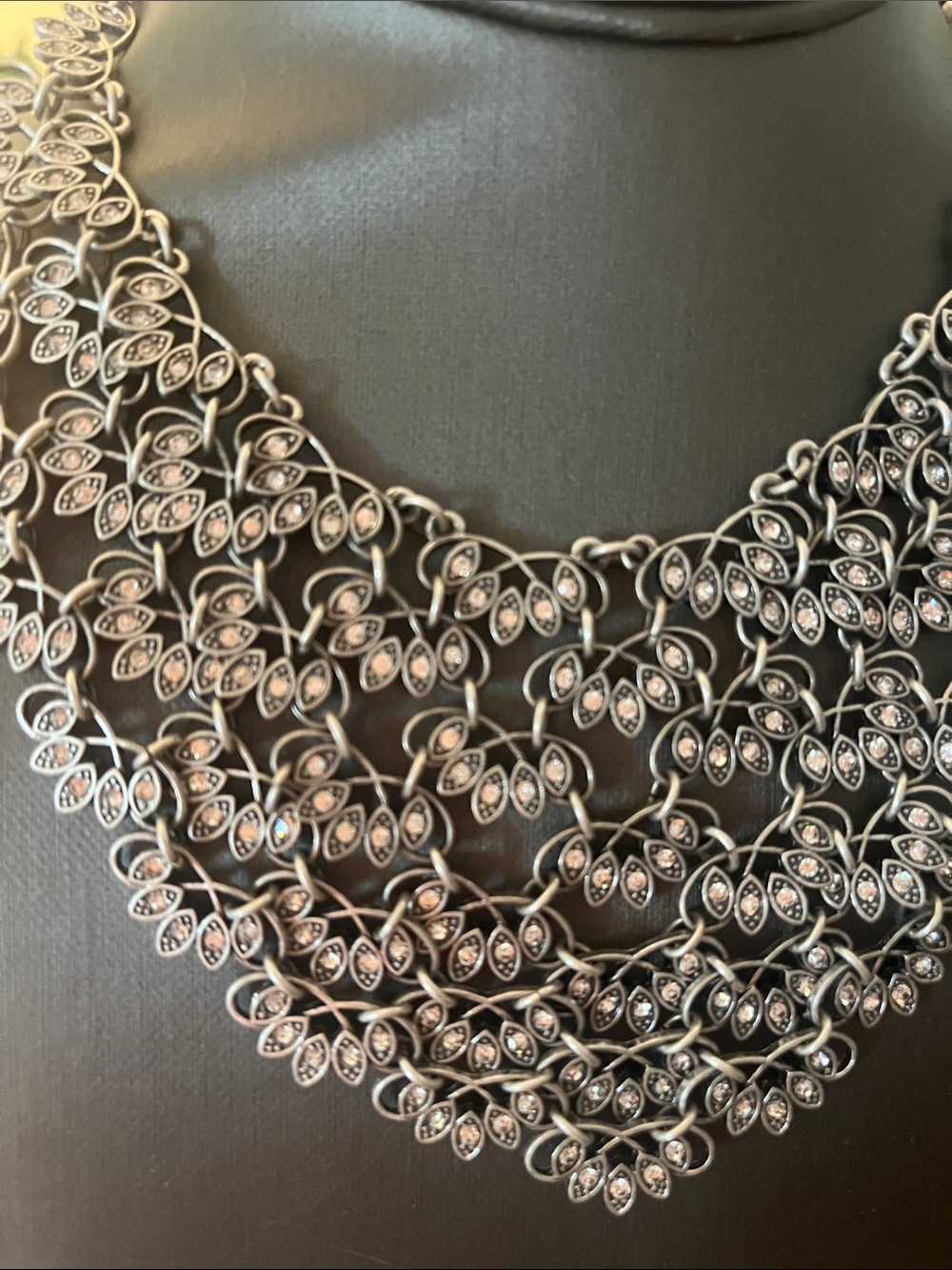 Vintage Premier Designs Bib Necklace With Rhinestones - Picture 3 of 3